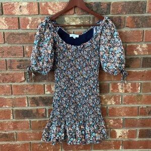 Petal & Pup Floral Smocked Top - Blue and Pink
